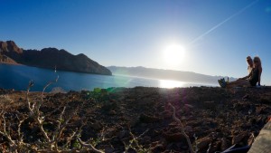 self timed bluff at sunset, East Anchorage, Bahia de las Animas