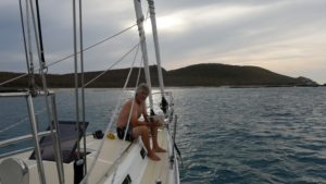 Anchorage at Isla Isabel - first time we stopped moving (relatively) in 4 days. The Captain relaxes.