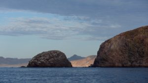 Early morning scooting away from Isla Carmen/Painted Cliffs anchorage.